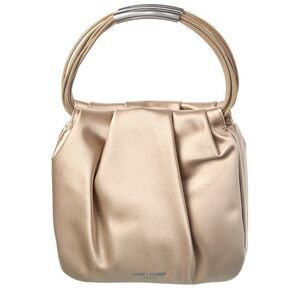 Saint Laurent Mini Satin Clutch, Beige